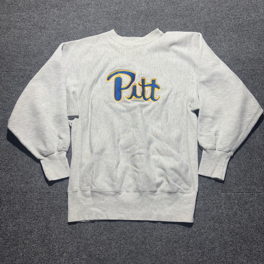 Vintage 90s Champion Reverse Weave Pitt University Sweatshirt XL Gray USA